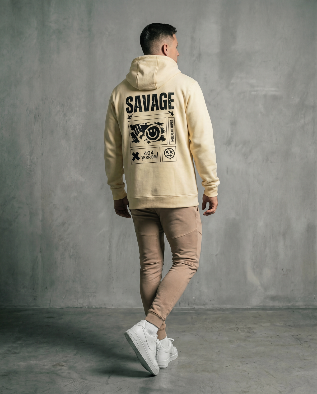 Sweat à capuche jaune pâle Heavy unisexe - BRO Apparel, vue 3