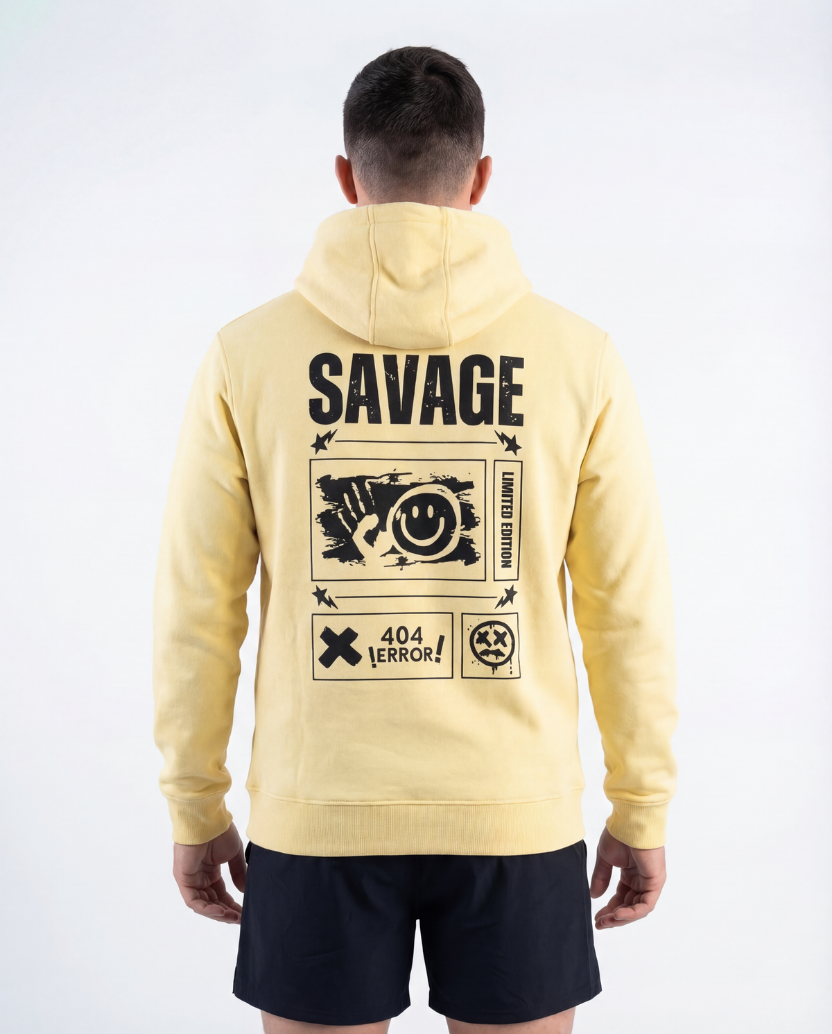 Sweat à capuche jaune pâle Heavy unisexe - BRO Apparel, vue 2