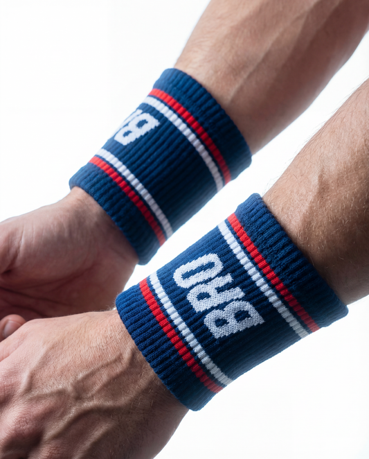 Sweatbands bleu blanc rouge pour cross training - BRO Apparel, vue 2