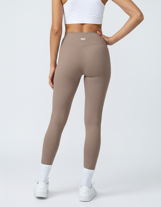 Legging de sport femme côtelé marron clair - BRO Apparel