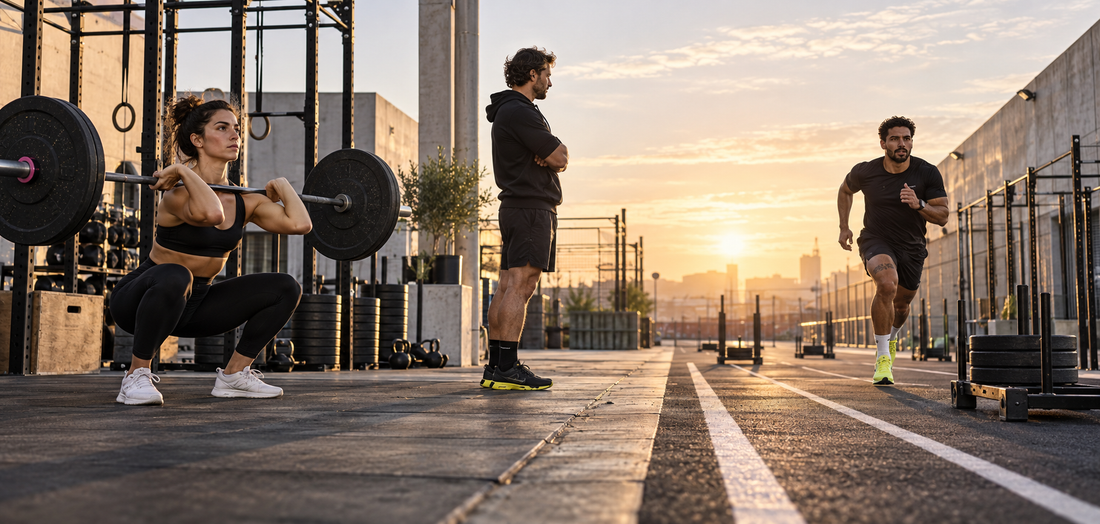 Comparaison entre une athlète de CrossFit et un coureur préparant un HYROX