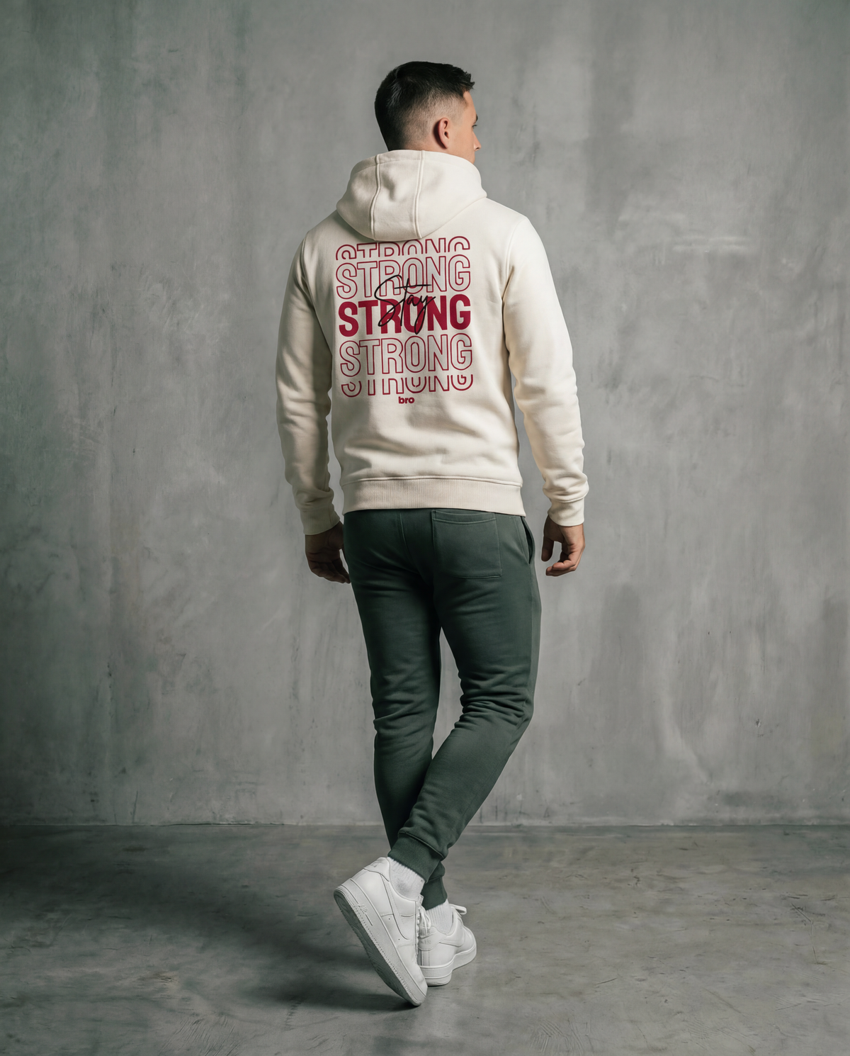 Sweat à capuche blanc cassé Heavy unisexe - BRO Apparel, vue 4