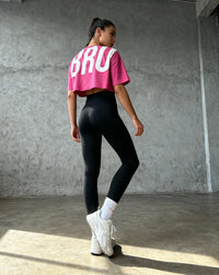 Legging de sport femme côtelé taille haute noir - BRO Apparel, vue 3