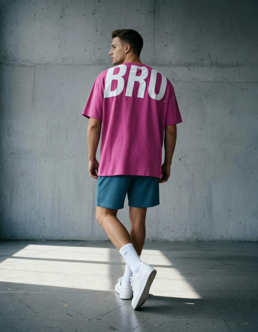 T-shirt de sport oversize homme rose Impact - BRO Apparel, vue 4
