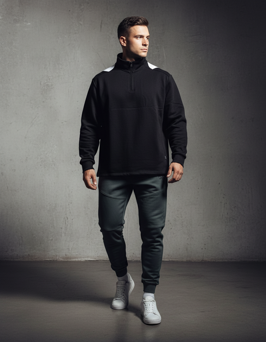Sweat oversize homme noir Biggy - BRO Apparel, vue 3