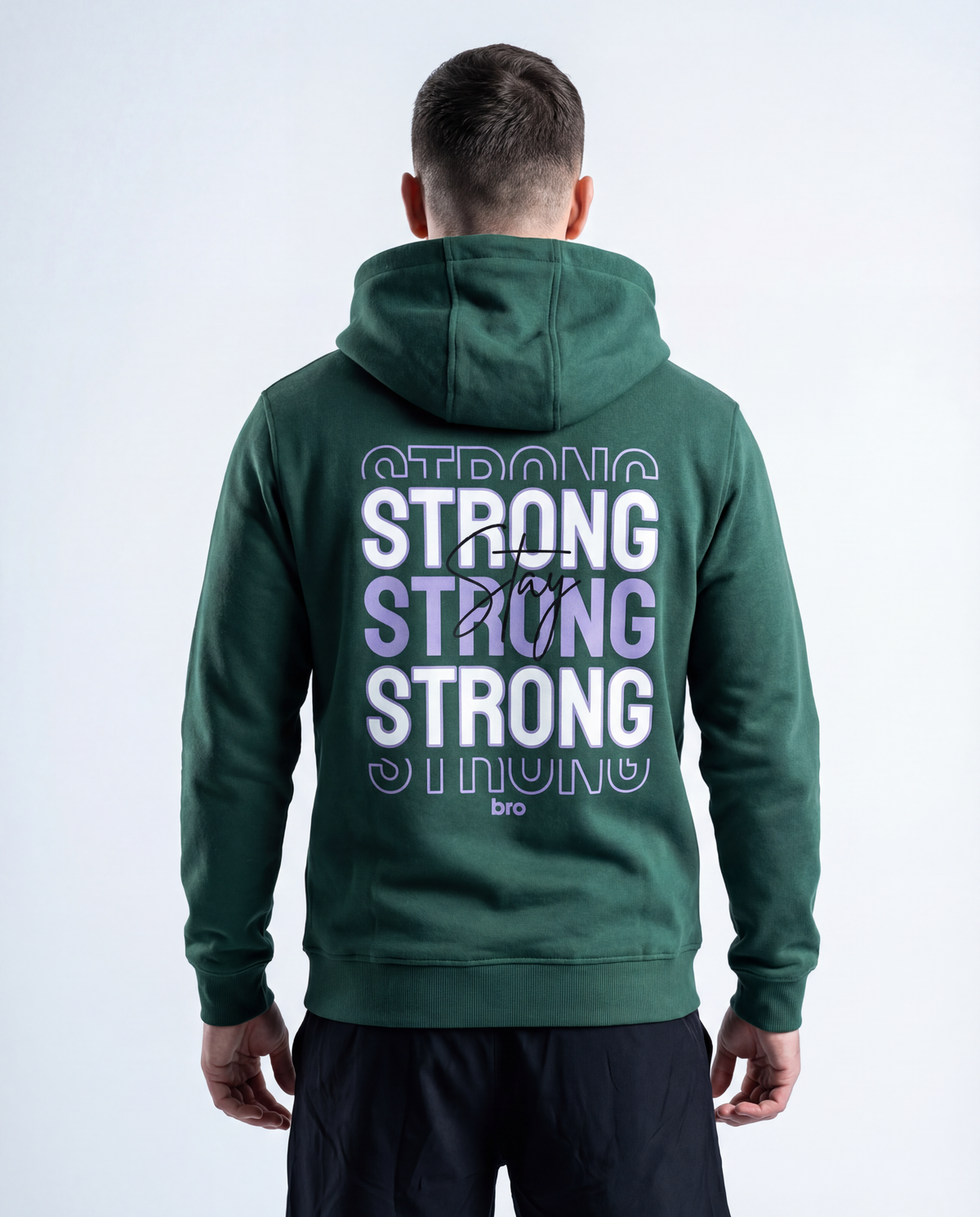 Sweat à capuche vert forêt Heavy unisexe - BRO Apparel, vue 2