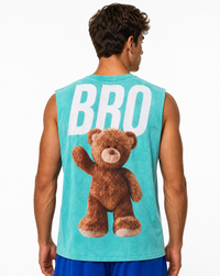 Débardeur oversize homme acid wash turquoise Teddy - BRO Apparel, vue 2