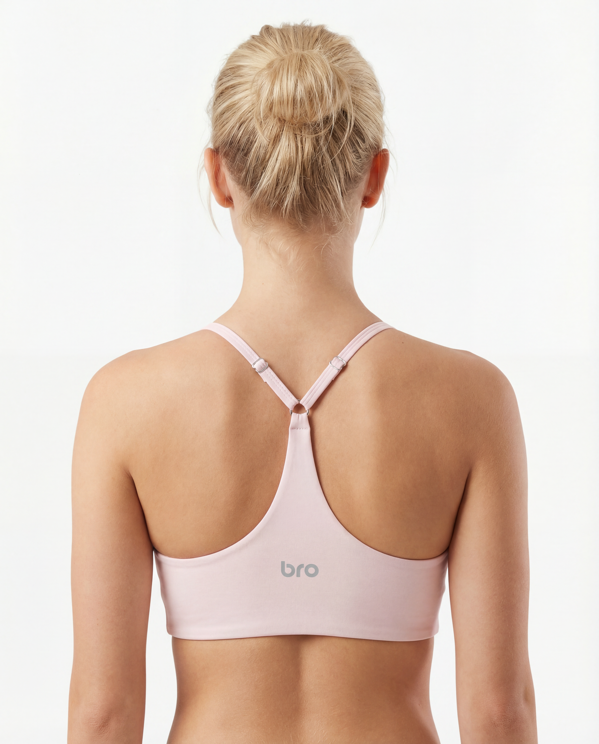Brassière de sport maintien moyen Essential Cross Bra rose poudré - BRO Apparel, vue 2