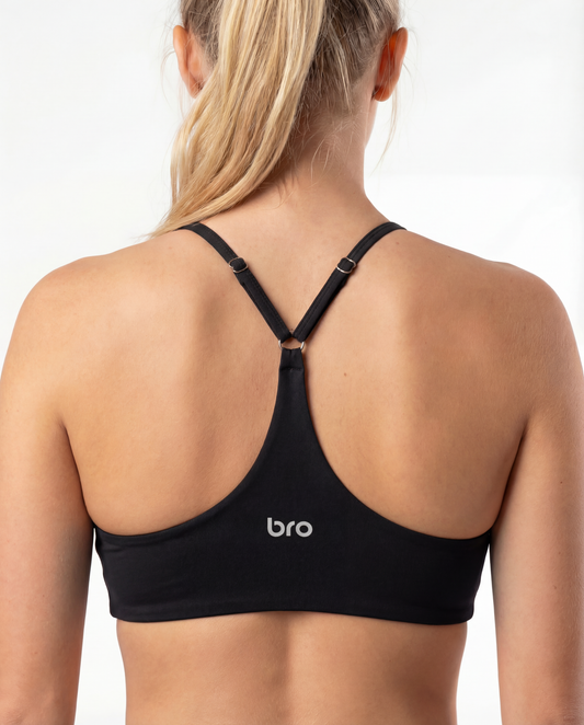 Brassière de sport maintien moyen Essential Cross Bra noire - BRO Apparel, vue 2