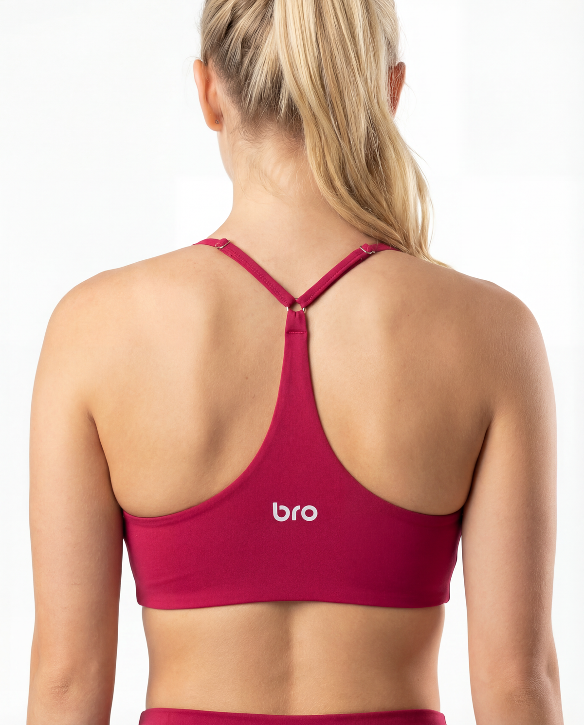 Brassière de sport maintien moyen Essential Cross Bra rubis - BRO Apparel, vue 2