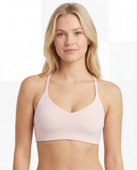 Brassière de sport maintien moyen Essential Cross Bra rose poudré - BRO Apparel