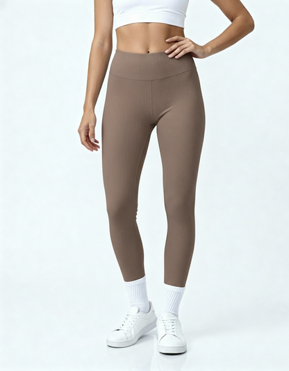 Legging de sport femme côtelé marron clair - BRO Apparel, vue 2