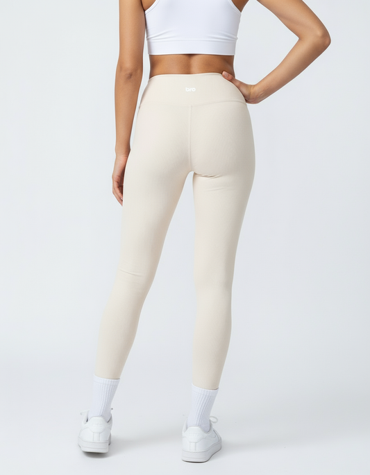 Legging de sport femme côtelé blanc cassé - BRO Apparel